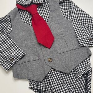Carter's Gray Vest and Red Tie Set